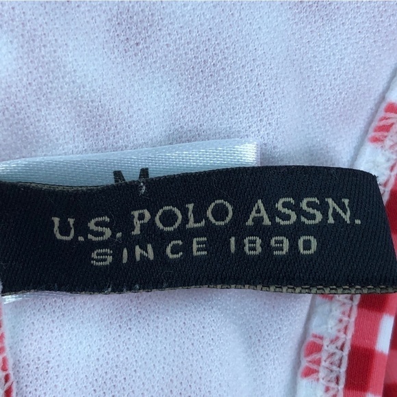U.S. POLO ASSOCIATION - Red & White Gingham Checked Halter Tie Bikini Top Size M - Picture 3 of 5